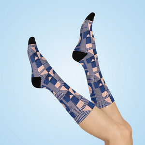 Dipaliz Geometric Blush Crew Socks Modern Patterned Cushioned