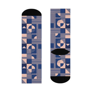 Dipaliz Geometric Blush Crew Socks Modern Patterned Cushioned