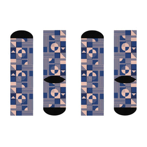 Dipaliz Geometric Blush Crew Socks Modern Patterned Cushioned