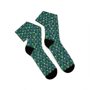 Dipaliz Geometric Green Pattern Sublimation Crew Socks