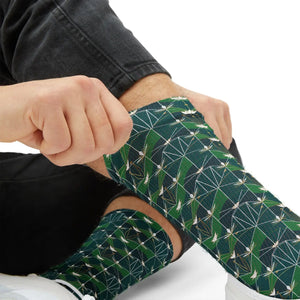 Dipaliz Geometric Green Pattern Sublimation Crew Socks