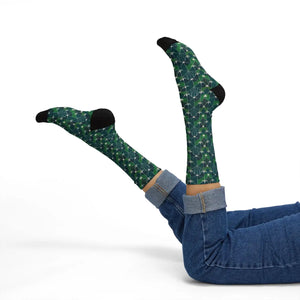Dipaliz Geometric Green Pattern Sublimation Crew Socks