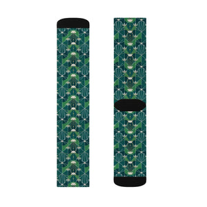 Dipaliz Geometric Green Pattern Sublimation Crew Socks