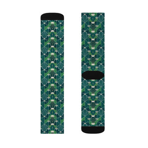 Dipaliz Geometric Green Pattern Sublimation Crew Socks