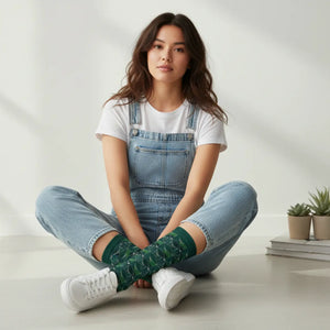 Dipaliz Geometric Green Pattern Sublimation Crew Socks