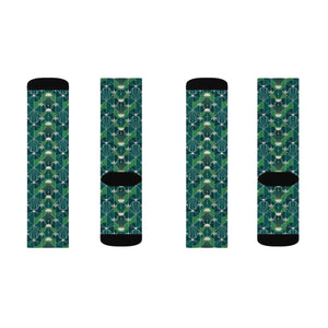 Dipaliz Geometric Green Pattern Sublimation Crew Socks