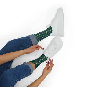 Dipaliz Geometric Green Pattern Sublimation Crew Socks