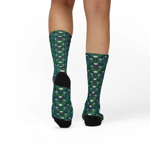 Dipaliz Geometric Green Pattern Sublimation Crew Socks