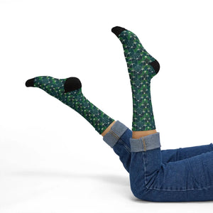 Dipaliz Geometric Green Pattern Sublimation Crew Socks