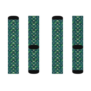 Dipaliz Geometric Green Pattern Sublimation Crew Socks