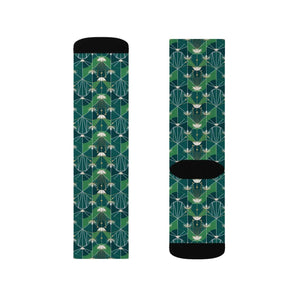 Dipaliz Geometric Green Pattern Sublimation Crew Socks