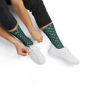 Dipaliz Geometric Green Pattern Sublimation Crew Socks