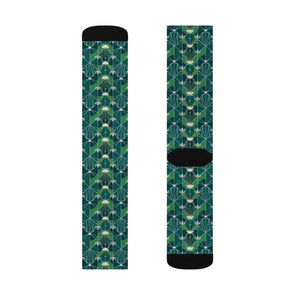 Dipaliz Geometric Green Pattern Sublimation Crew Socks