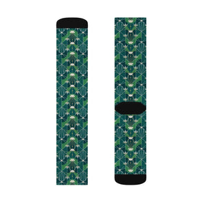 Dipaliz Geometric Green Pattern Sublimation Crew Socks