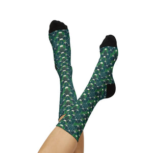 Dipaliz Geometric Green Pattern Sublimation Crew Socks