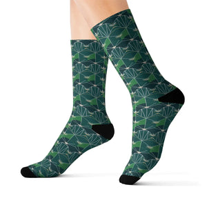 Dipaliz Geometric Green Pattern Sublimation Crew Socks