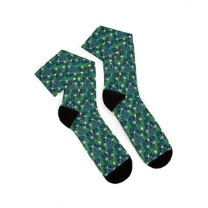 Dipaliz Geometric Green Pattern Sublimation Crew Socks