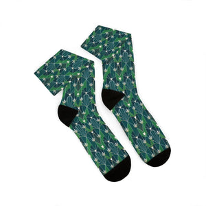 Dipaliz Geometric Green Pattern Sublimation Crew Socks