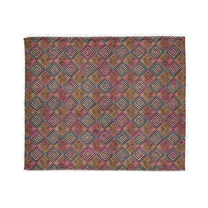 Home Decor - Soft Polyester Blanket - Geometric Pattern Pink Brown - Dipaliz 50’’ × 60’’
