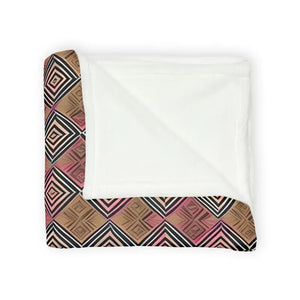 Home Decor - Soft Polyester Blanket - Geometric Pattern Pink Brown - Dipaliz