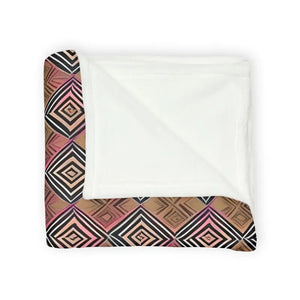 Home Decor - Soft Polyester Blanket - Geometric Pattern Pink Brown - Dipaliz