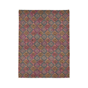 Home Decor - Soft Polyester Blanket - Geometric Pattern Pink Brown - Dipaliz