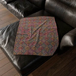 Home Decor - Soft Polyester Blanket - Geometric Pattern Pink Brown - Dipaliz