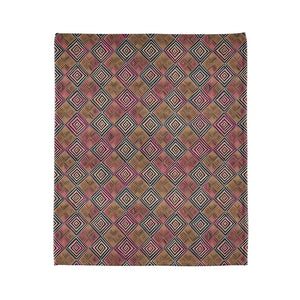 Home Decor - Soft Polyester Blanket - Geometric Pattern Pink Brown - Dipaliz