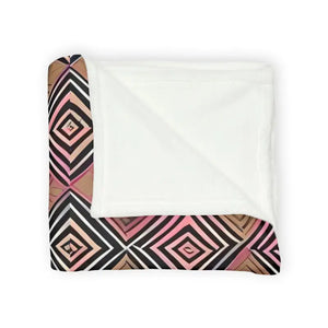Home Decor - Soft Polyester Blanket - Geometric Pattern Pink Brown - Dipaliz
