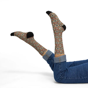 Dipaliz Geometric Tribal Pattern Sublimation Socks Cozy Crew