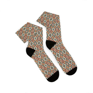 Dipaliz Geometric Tribal Pattern Sublimation Socks Cozy Crew