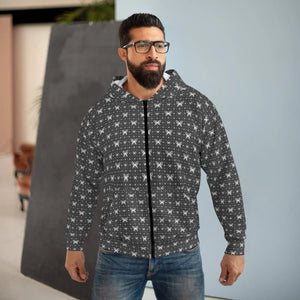 Fleece Unisex Zip Hoodie - Geometrical Pattern Winter - Dipaliz - Hoodies
