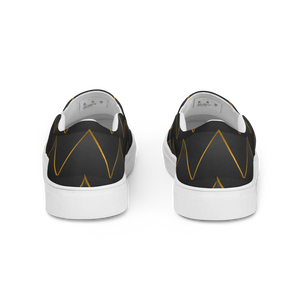 Stylish Gold Pattern Canvas Shoes - Grey Slip on - Dipaliz - Sneakers