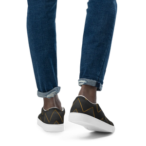 Stylish Gold Pattern Canvas Shoes - Grey Slip on - Dipaliz - Sneakers