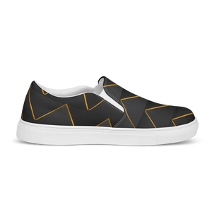 Stylish Gold Pattern Canvas Shoes - Grey Slip on - Dipaliz - Sneakers