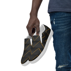 Stylish Gold Pattern Canvas Shoes - Grey Slip on - Dipaliz - Sneakers