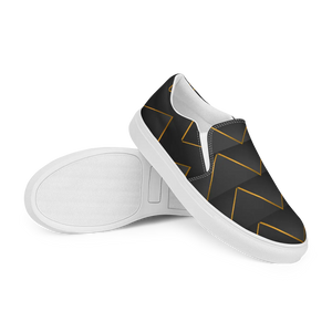 Stylish Gold Pattern Canvas Shoes - Grey Slip on - Dipaliz - Sneakers