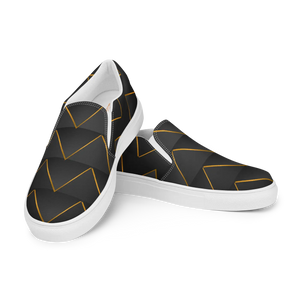 Stylish Gold Pattern Canvas Shoes - Grey Slip on - Dipaliz - Sneakers