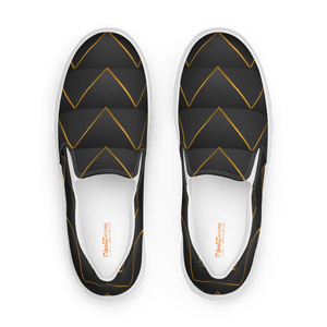 Stylish Gold Pattern Canvas Shoes - Grey Slip on - Dipaliz - Sneakers