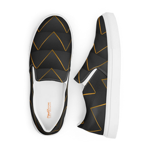 Stylish Gold Pattern Canvas Shoes - Grey Slip on - Dipaliz - Sneakers