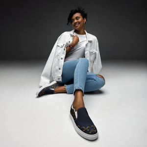 Glam Gold Pattern Canvas Shoes - Women’s Slip - Dipaliz - Sneakers