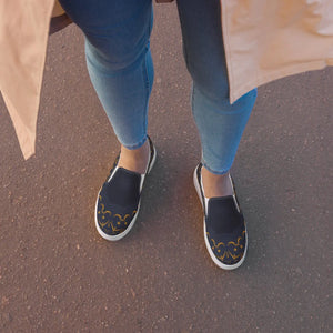 Glam Gold Pattern Canvas Shoes - Women’s Slip - Dipaliz - Sneakers