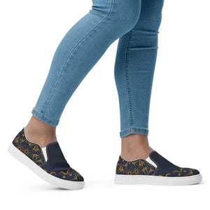 Glam Gold Pattern Canvas Shoes - Women’s Slip - Dipaliz - Sneakers