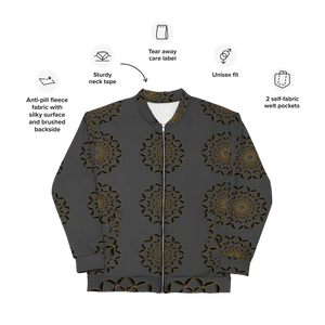 Golden Pattern Unisex Bomber Jacket Fleece Streetwear - Dipaliz - Jackets