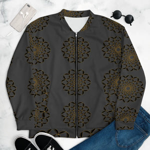 Golden Pattern Unisex Bomber Jacket Fleece Streetwear - Dipaliz - Jackets
