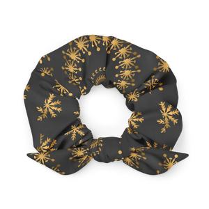 Golden Snow Flakes Scrunchie - Sparkle Winter Hair - Dipaliz - Ponytail Holders