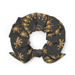 Golden Snow Flakes Scrunchie - Sparkle Winter Hair - Dipaliz - Ponytail Holders
