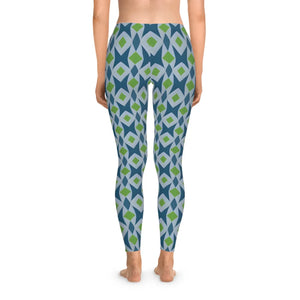 Blue Geometric Pattern Leggings - Yoga and Gym - Dipaliz