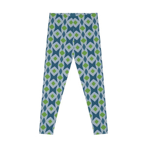 Blue Geometric Pattern Leggings - Yoga and Gym - Dipaliz