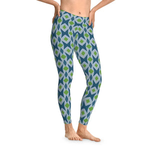 Blue Geometric Pattern Leggings - Yoga and Gym - Dipaliz